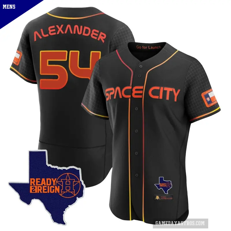 Men's No.54 Jason Alexander Houston Astros Black Authentic 2023 Space City Ready 2 Reign Flex Base Jersey