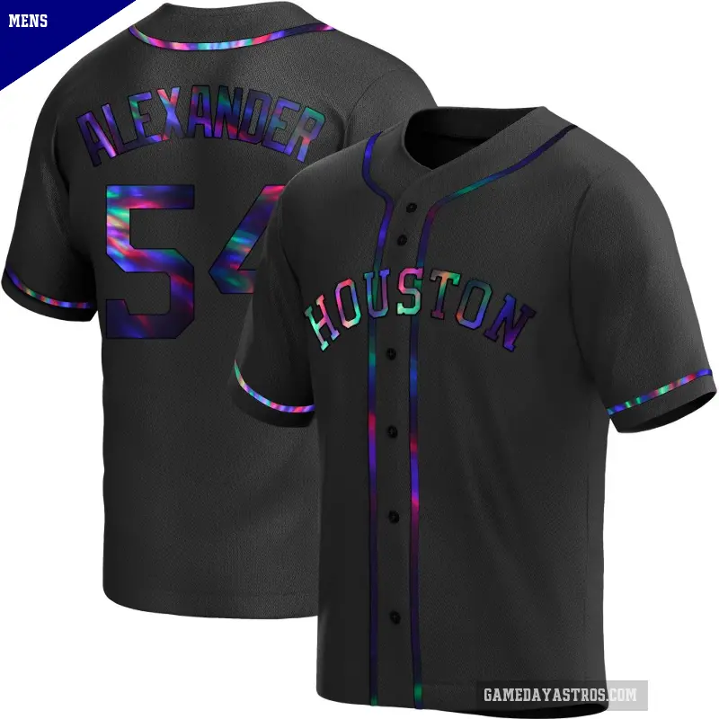 Men's No.54 Jason Alexander Houston Astros Black Replica Holographic Alternate Jersey