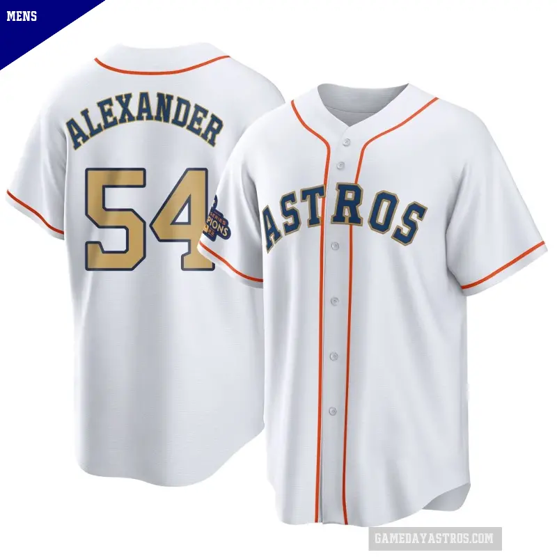 Men's No.54 Jason Alexander Houston Astros Gold Replica White 2023 Collection Jersey