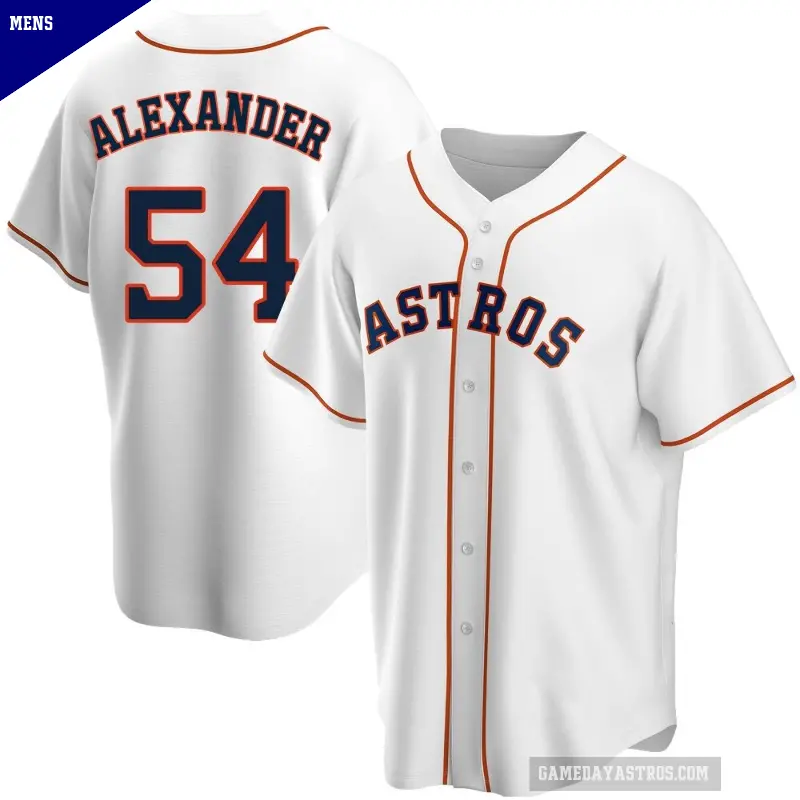 Men's No.54 Jason Alexander Houston Astros White Replica Home Jersey