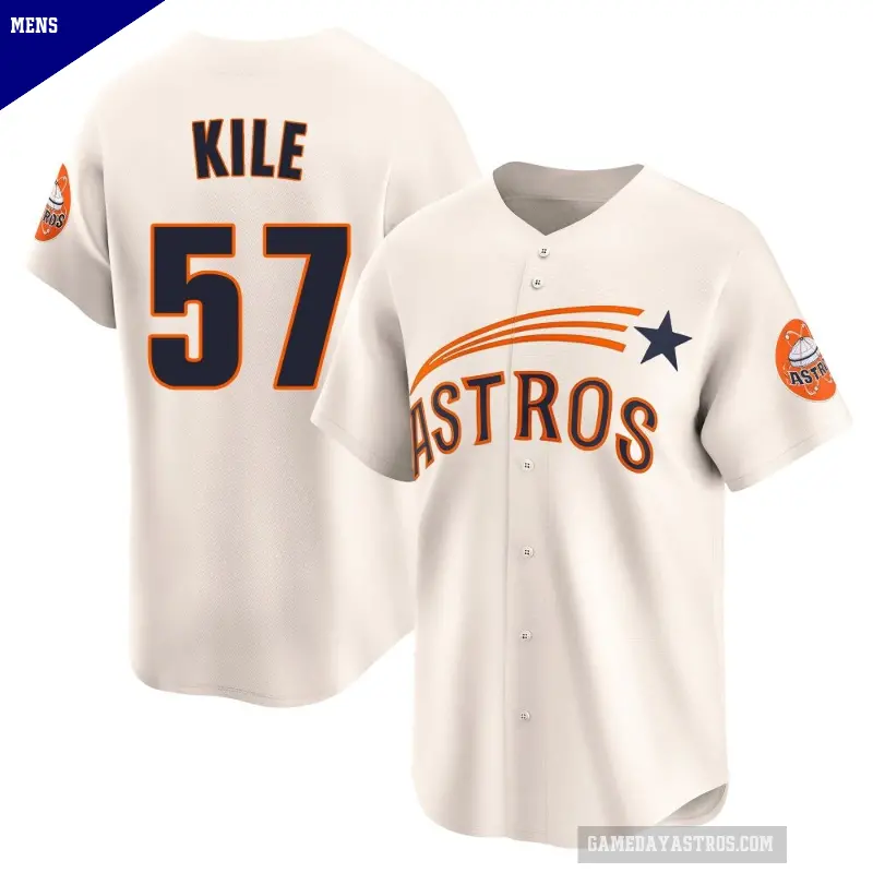 Men's No.57 Darryl Kile Houston Astros Cream Limited Throwback Cooperstown Collection Jersey