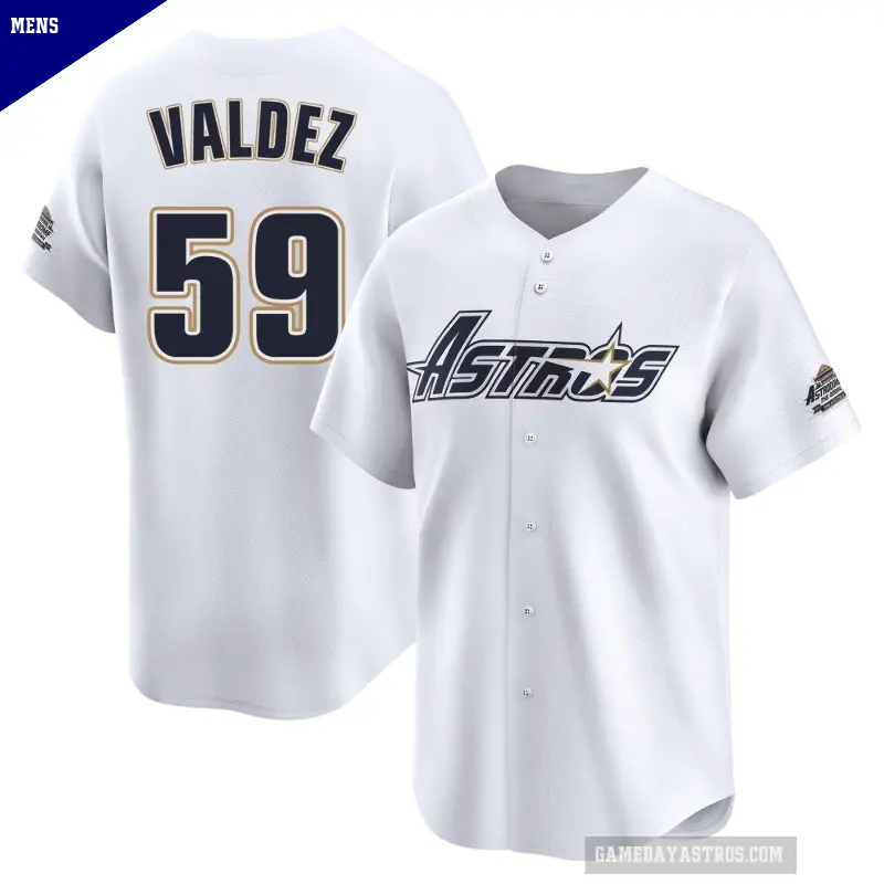 Men's No.59 Framber Valdez Houston Astros White Limited Throwback Cooperstown Collection Jersey