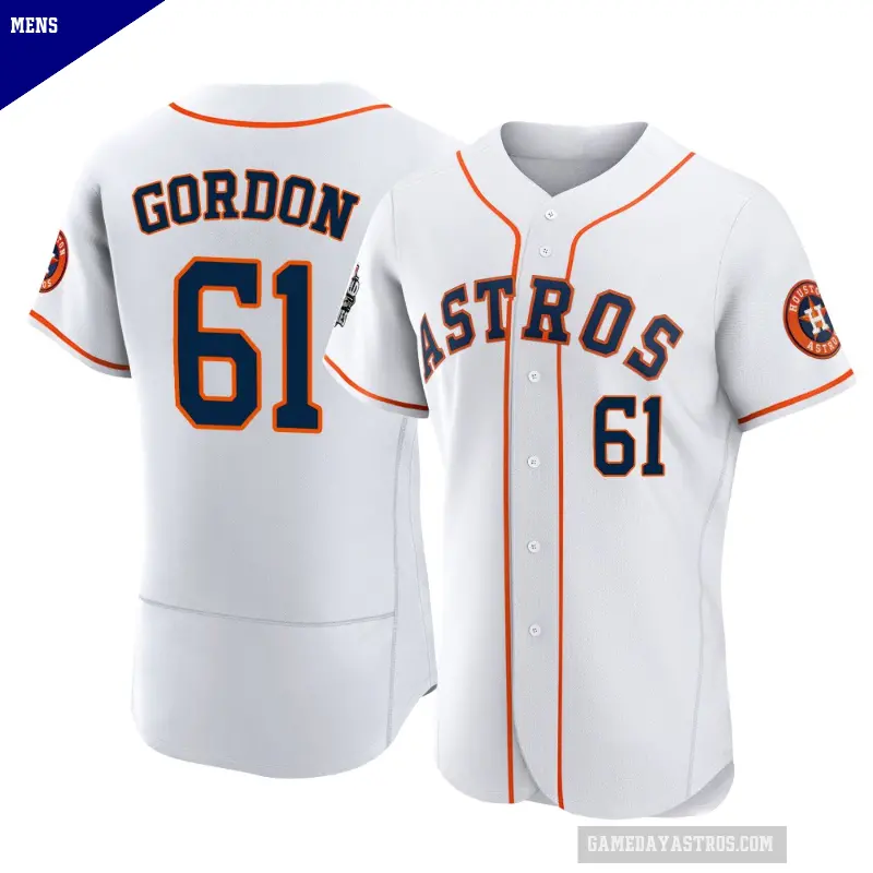 Men's No.61 Colton Gordon Houston Astros White Authentic 2022 World Series Home Jersey