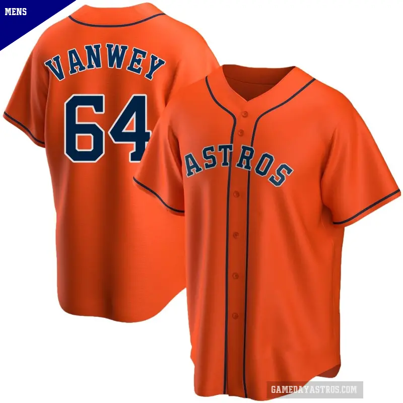 Men's No.64 Logan VanWey Houston Astros Orange Replica Alternate Jersey