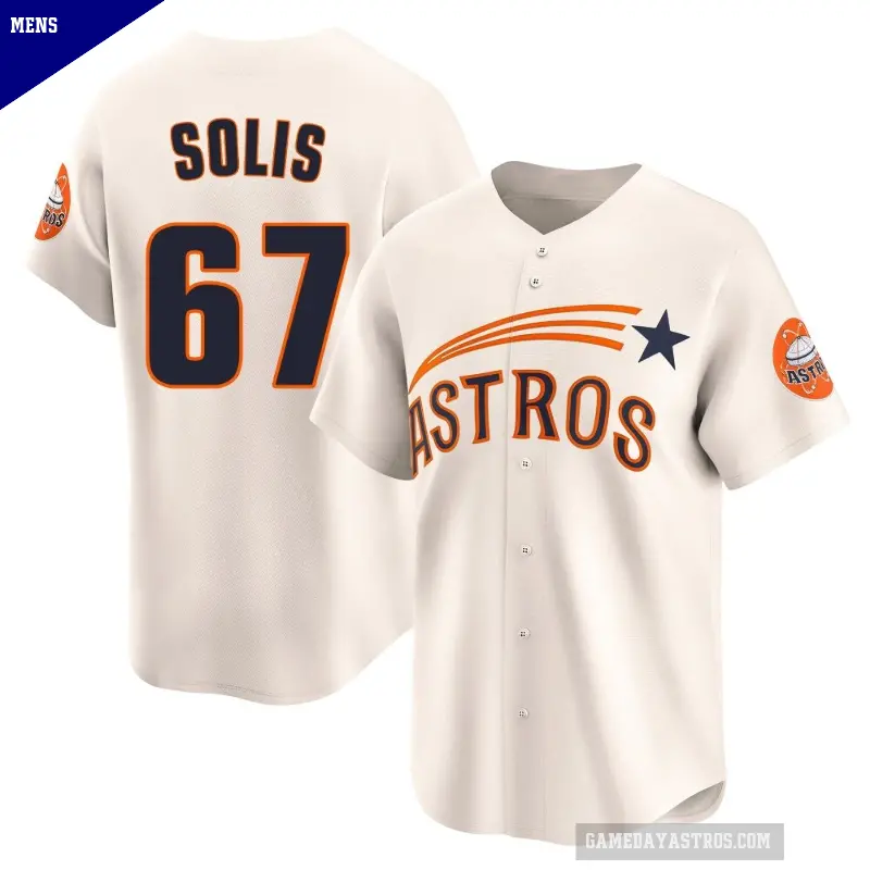 Men's No.67 Jairo Solis Houston Astros Cream Limited Throwback Cooperstown Collection Jersey