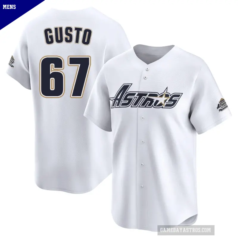 Men's No.67 Ryan Gusto Houston Astros White Limited Throwback Cooperstown Collection Jersey