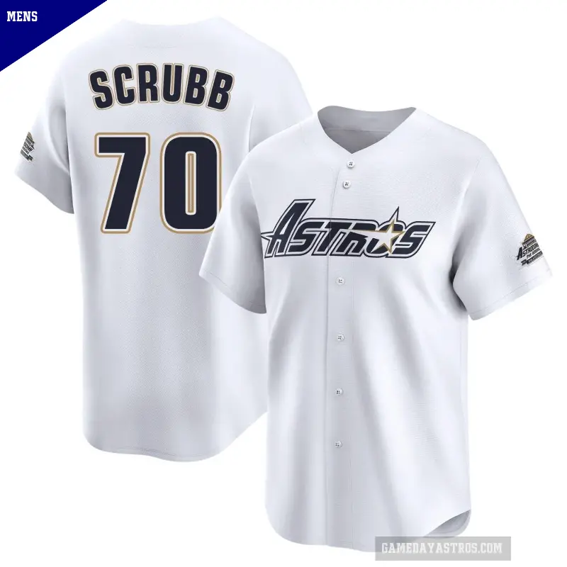 Men's No.70 Andre Scrubb Houston Astros White Limited Throwback Cooperstown Collection Jersey