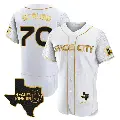 Men's No.70 Andre Scrubb Houston Astros White/Gold Authentic 2023 Space City Ready 2 Reign Flex Base Jersey