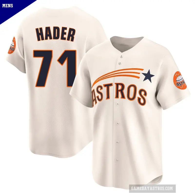 Men's No.71 Josh Hader Houston Astros Cream Limited Throwback Cooperstown Collection Jersey