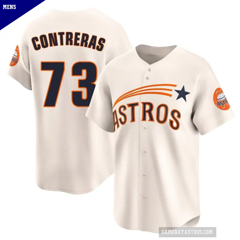 Men's No.73 Luis Contreras Houston Astros Cream Limited Throwback Cooperstown Collection Jersey