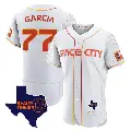 Men's No.77 Luis Garcia Houston Astros White Authentic 2023 Space City Ready 2 Reign Flex Base Jersey