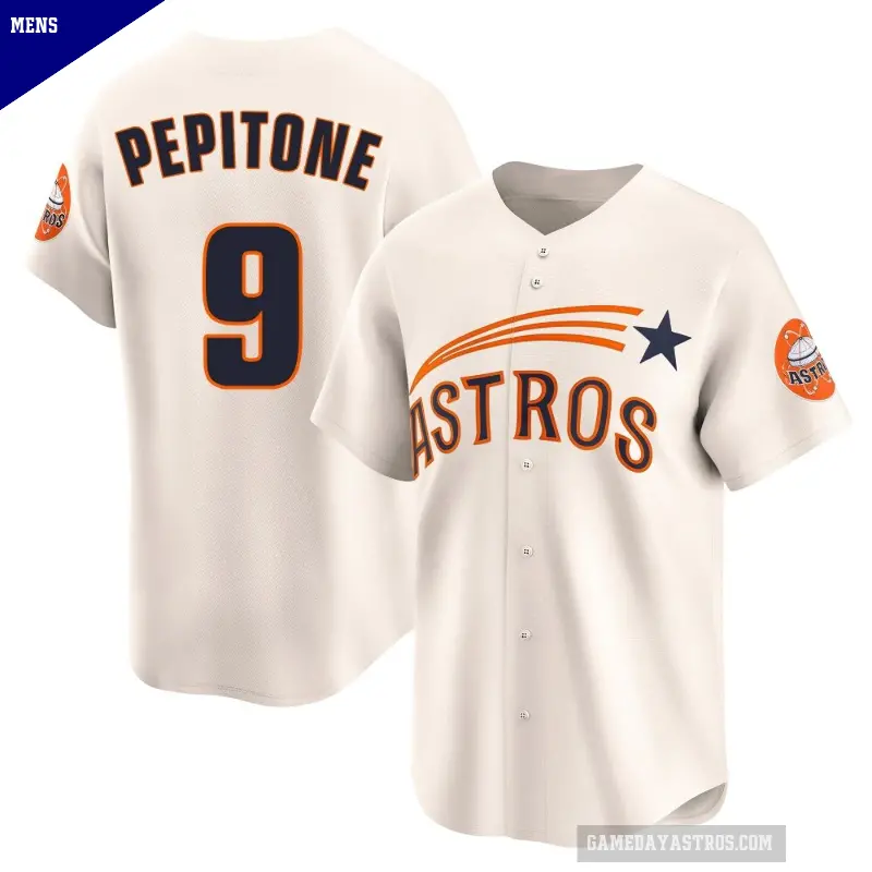 Men's No.9 Joe Pepitone Houston Astros Cream Limited Throwback Cooperstown Collection Jersey