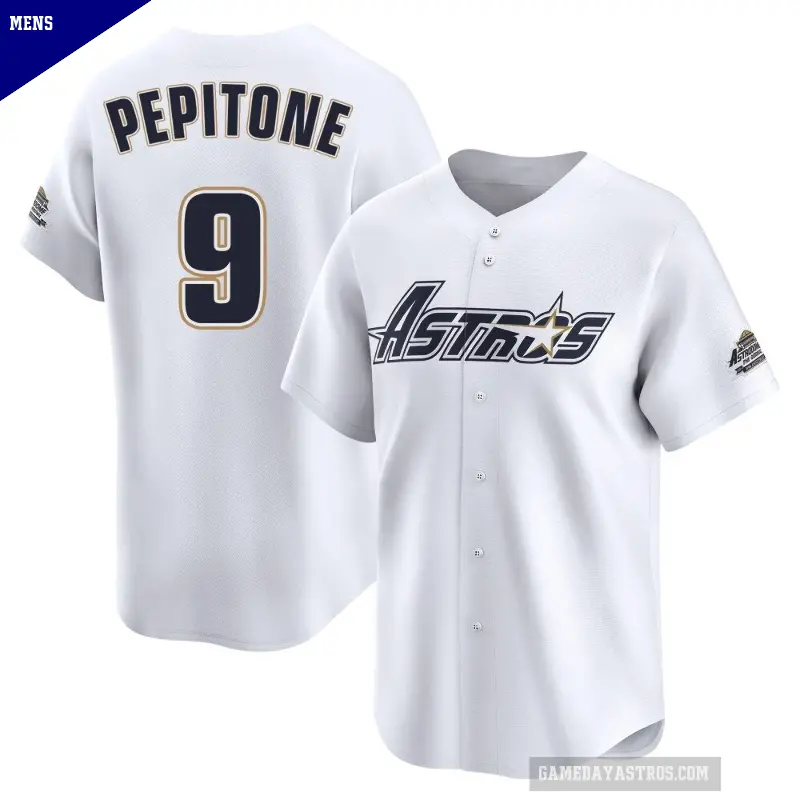 Men's No.9 Joe Pepitone Houston Astros White Limited Throwback Cooperstown Collection Jersey
