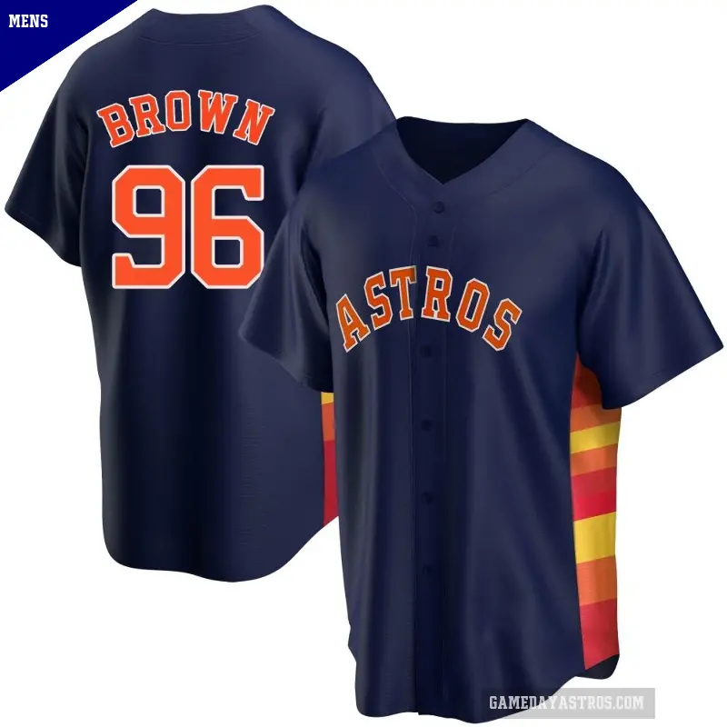 Men's No.96 Aaron Brown Houston Astros Navy Replica Alternate Jersey