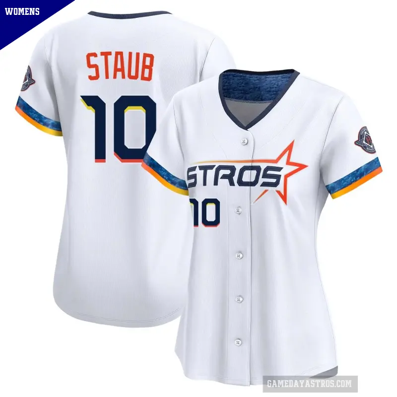 Women's No.10 Rusty Staub Houston Astros White Limited 2025 City Connect Jersey