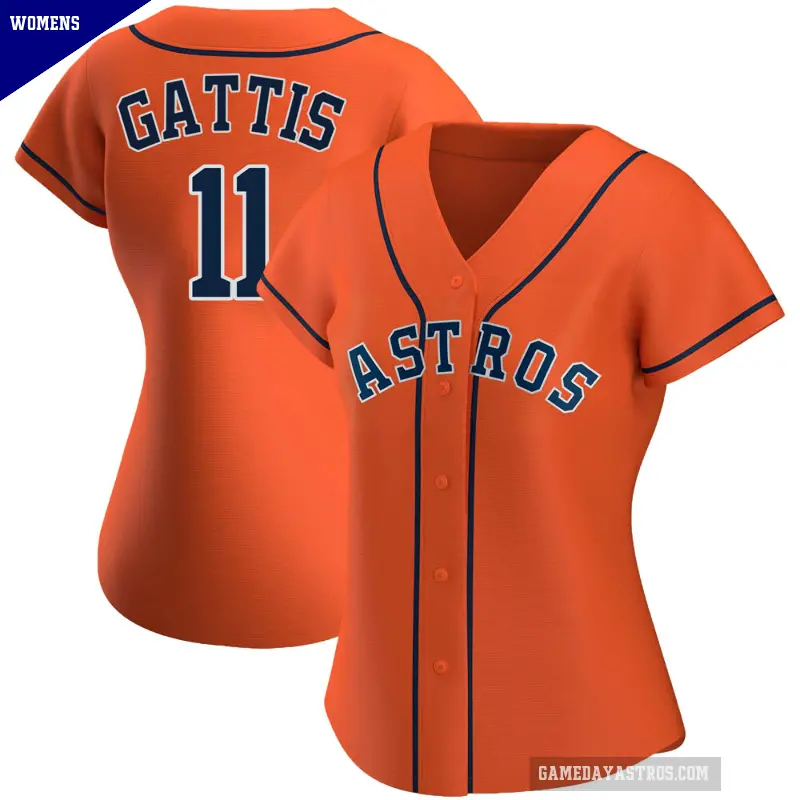 Women's No.11 Evan Gattis Houston Astros Orange Replica Alternate Jersey