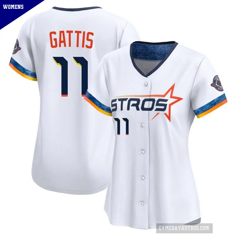 Women's No.11 Evan Gattis Houston Astros White Limited 2025 City Connect Jersey