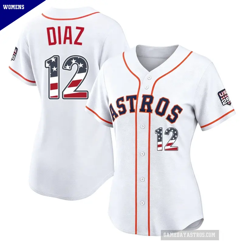 Women's No.12 Aledmys Diaz Houston Astros White Limited USA 250 Fourth Of July Home Stadium Jersey