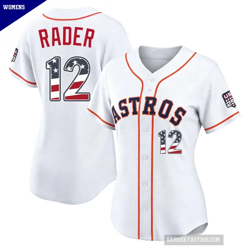 Women's No.12 Doug Rader Houston Astros White Limited USA 250 Fourth Of July Home Stadium Jersey