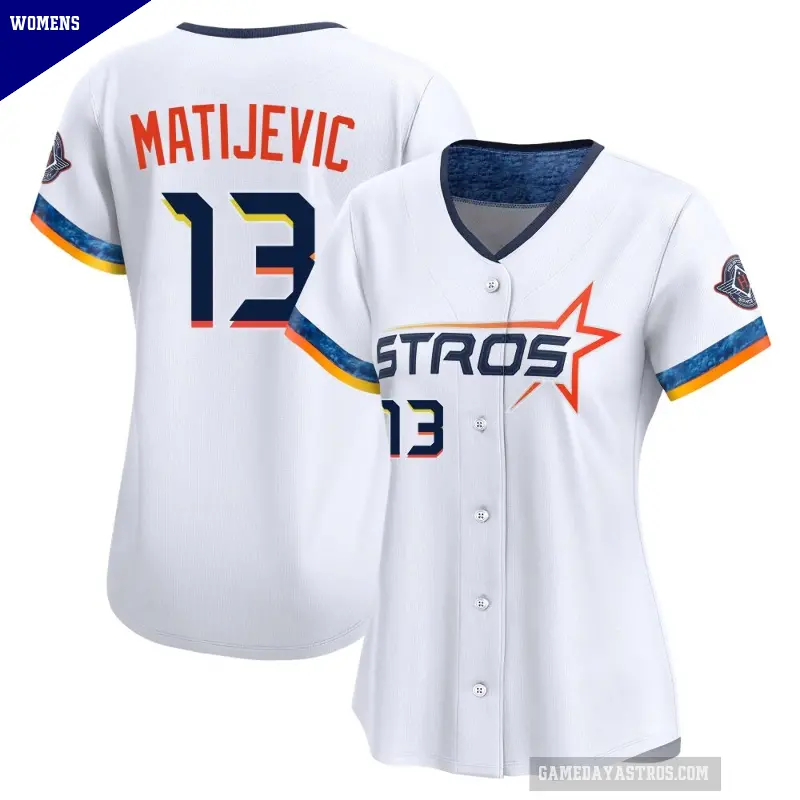 Women's No.13 J.J. Matijevic Houston Astros White Limited 2025 City Connect Jersey