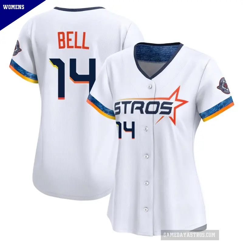 Women's No.14 Derek Bell Houston Astros White Limited 2025 City Connect Jersey