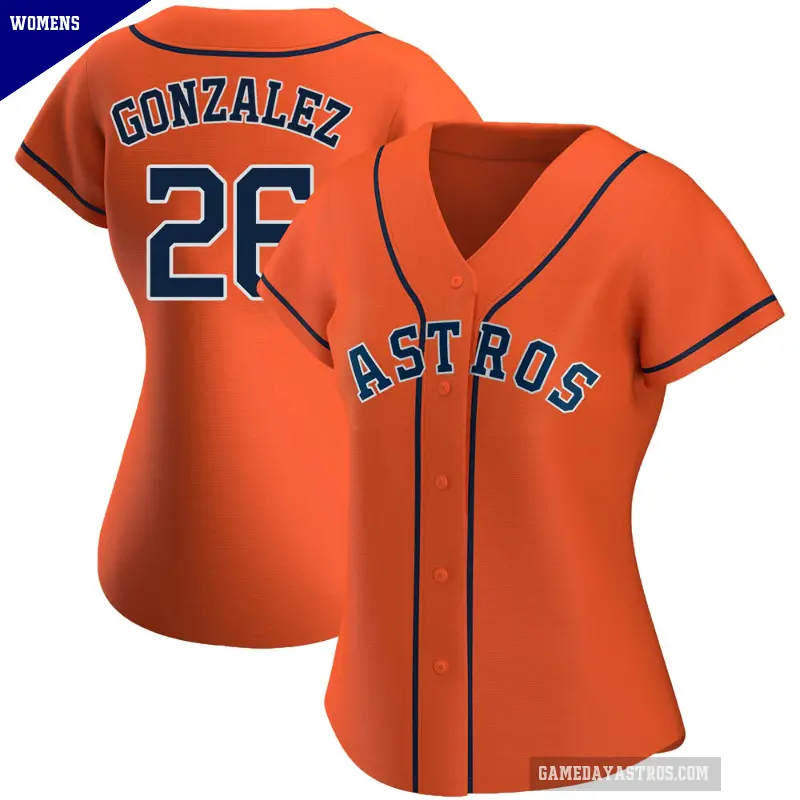 Women's No.26 Luis Gonzalez Houston Astros Orange Authentic Alternate Jersey