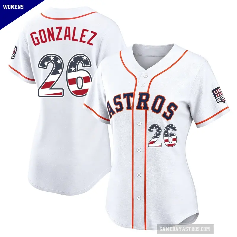 Women's No.26 Luis Gonzalez Houston Astros White Limited USA 250 Fourth Of July Home Stadium Jersey