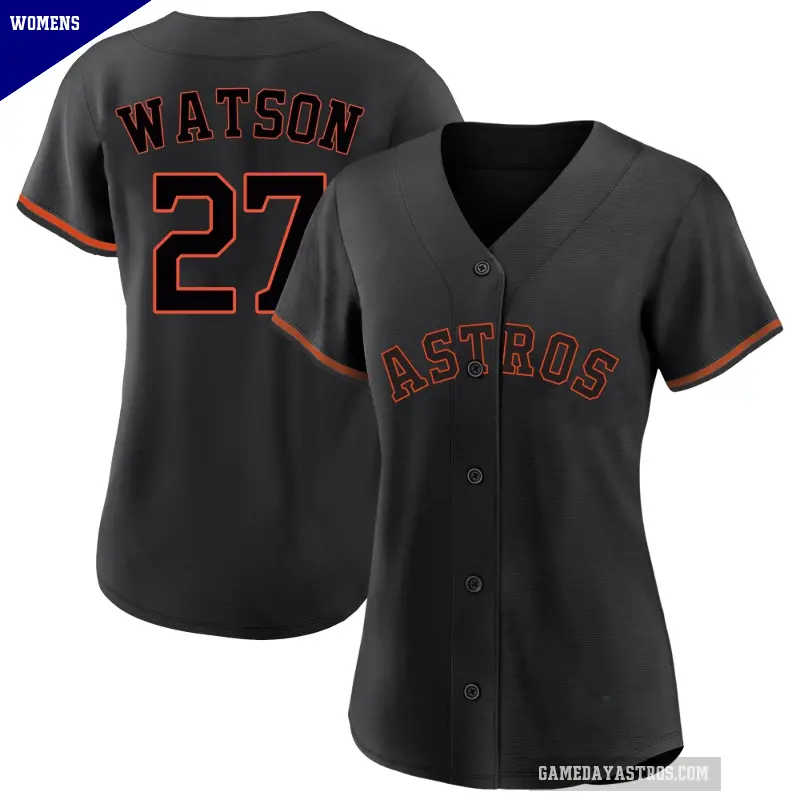 Women's No.27 Bob Watson Houston Astros Black Replica Fashion Jersey