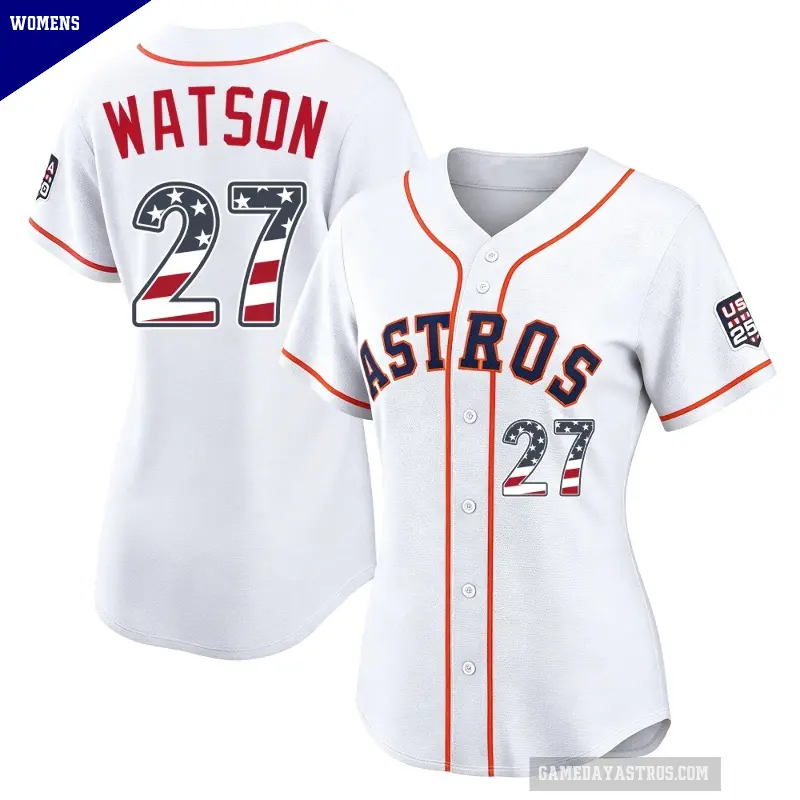 Women's No.27 Bob Watson Houston Astros White Limited USA 250 Fourth Of July Home Stadium Jersey