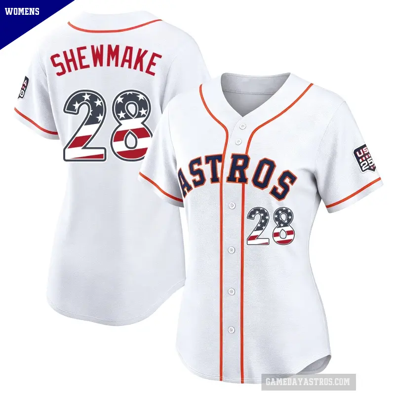 Women's No.28 Braden Shewmake Houston Astros White Limited USA 250 Fourth Of July Home Stadium Jersey