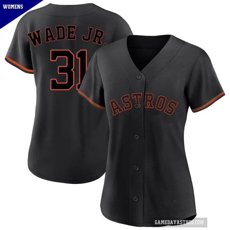 Women's No.31 LaMonte Wade Jr. Houston Astros Black Replica Fashion Jersey