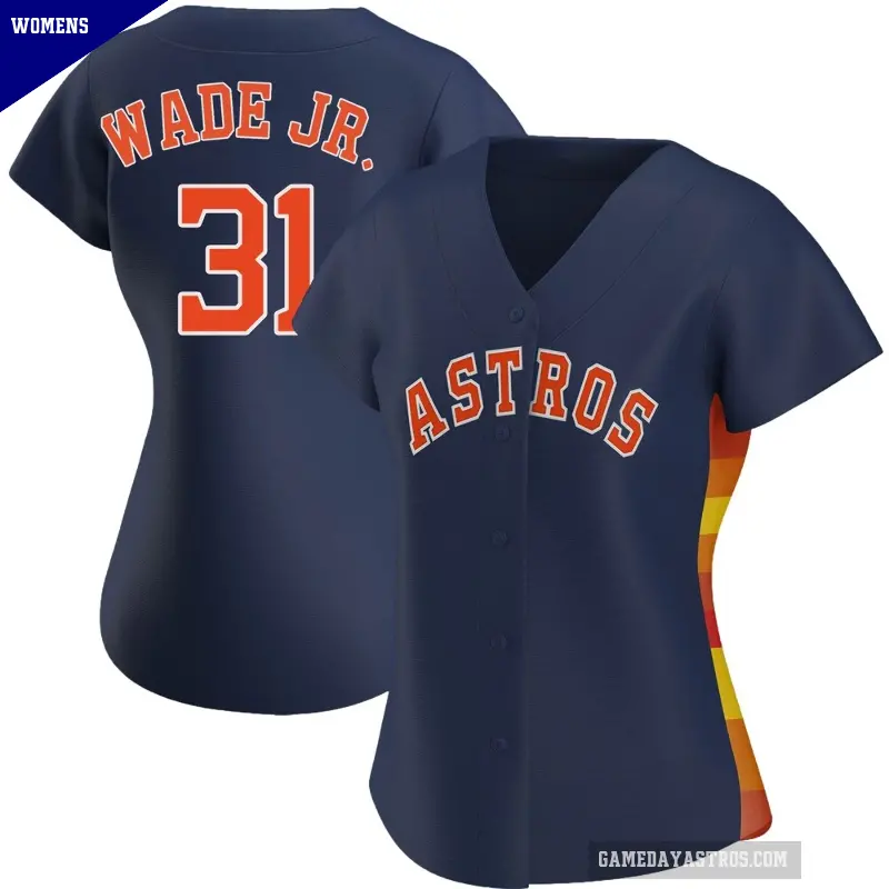 Women's No.31 LaMonte Wade Jr. Houston Astros Navy Authentic Alternate Jersey