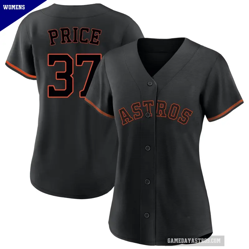 Women's No.37 Collin Price Houston Astros Black Replica Fashion Jersey