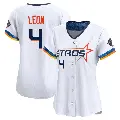 Women's No.4 Pedro Leon Houston Astros White Limited 2025 City Connect Jersey