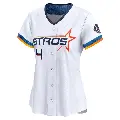 Women's No.4 Pedro Leon Houston Astros White Limited 2025 City Connect Jersey