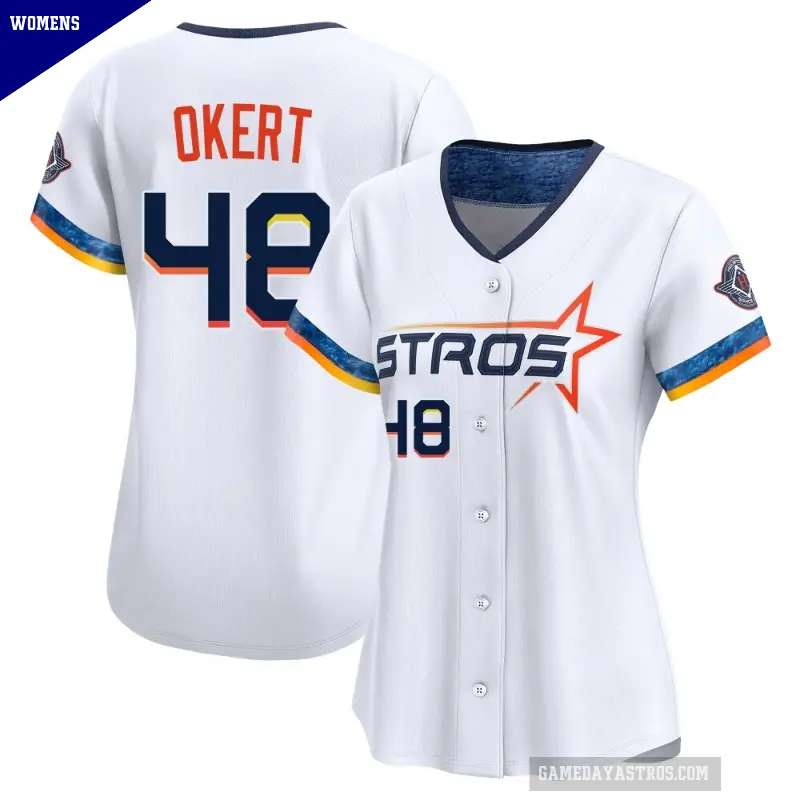 Women's No.48 Steven Okert Houston Astros White Limited 2025 City Connect Jersey
