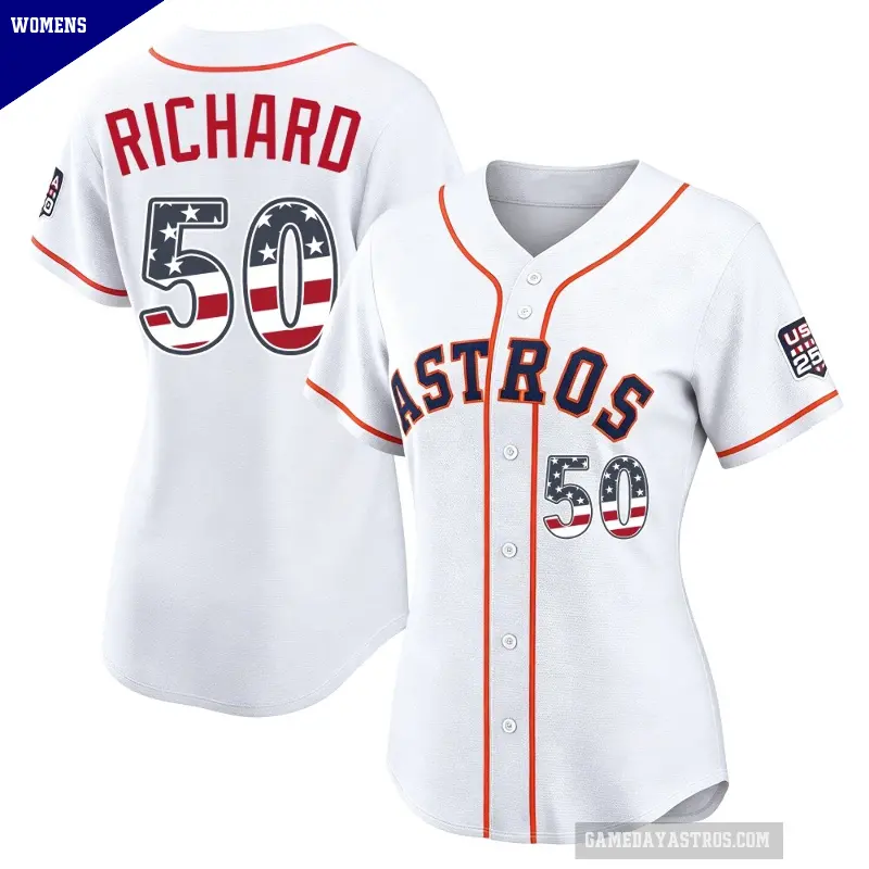 Women's No.50 J.R. Richard Houston Astros White Limited USA 250 Fourth Of July Home Stadium Jersey