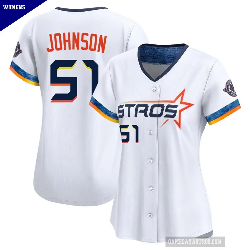 Women's No.51 Randy Johnson Houston Astros White Limited 2025 City Connect Jersey
