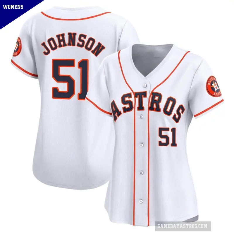 Women's No.51 Randy Johnson Houston Astros White Limited Home Jersey