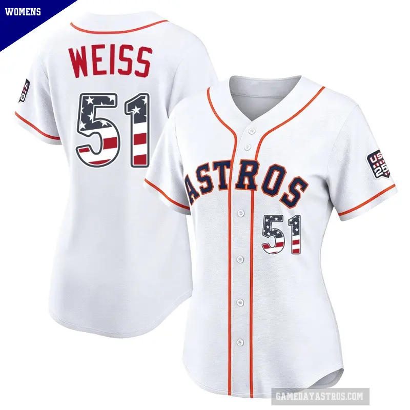 Women's No.51 Ryan Weiss Houston Astros White Limited USA 250 Fourth Of July Home Stadium Jersey