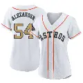 Women's No.54 Jason Alexander Houston Astros Gold Replica White 2023 Collection Jersey