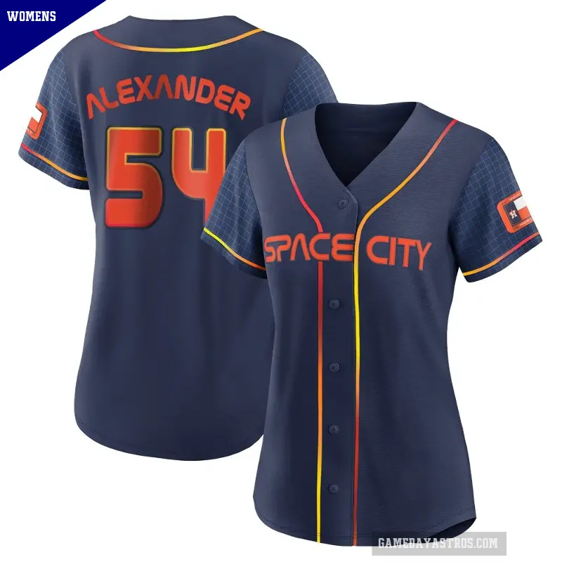 Women's No.54 Jason Alexander Houston Astros Navy Authentic 2022 City Connect Jersey