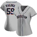 Women's No.59 Framber Valdez Houston Astros Gray Replica Road 2020 Jersey