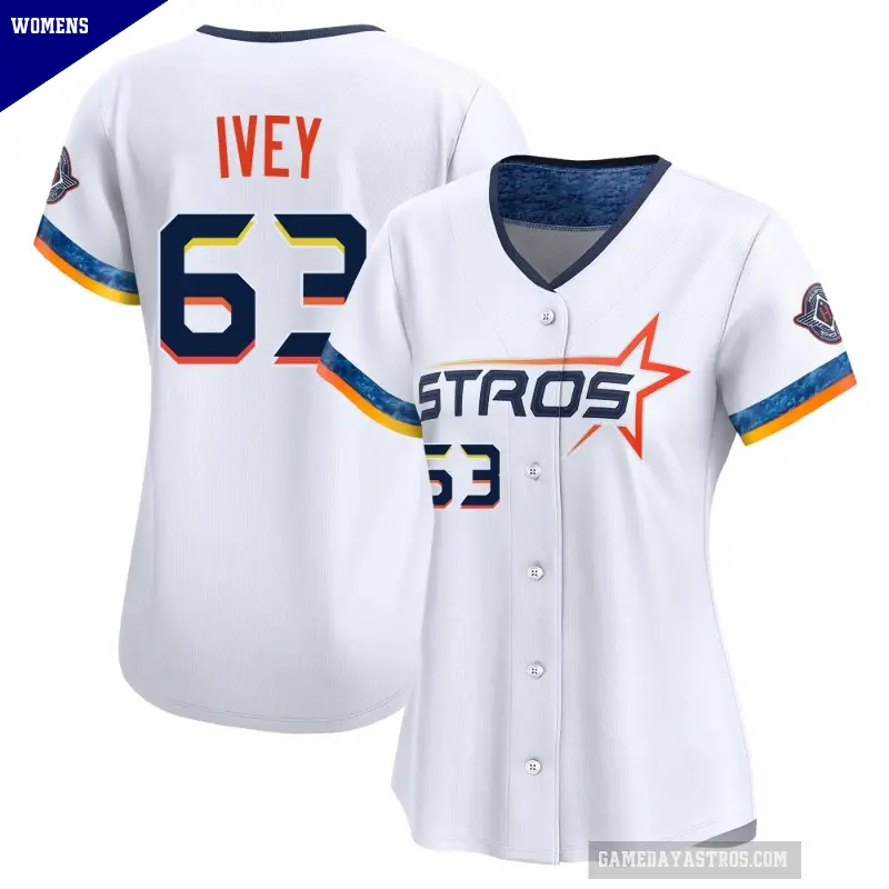 Women's No.63 Tyler Ivey Houston Astros White Limited 2025 City Connect Jersey