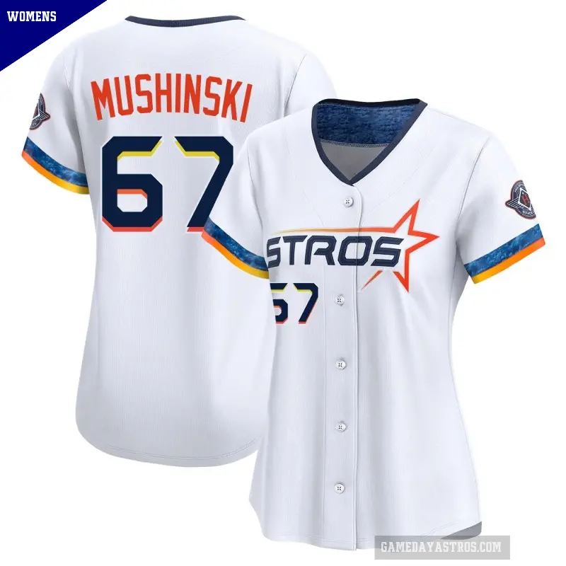 Women's No.67 Parker Mushinski Houston Astros White Limited 2025 City Connect Jersey