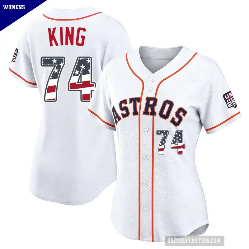 Women's No.74 Bryan King Houston Astros White Limited USA 250 Fourth Of July Home Stadium Jersey