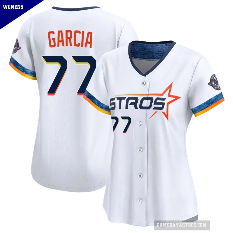 Women's No.77 Luis Garcia Houston Astros White Limited 2025 City Connect Jersey