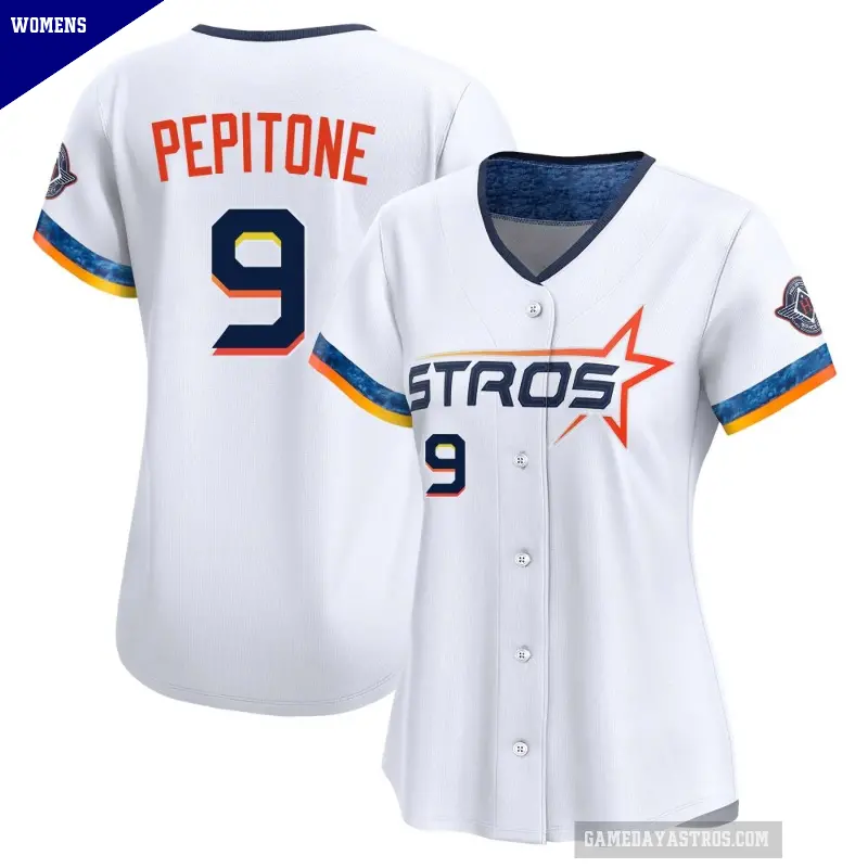 Women's No.9 Joe Pepitone Houston Astros White Limited 2025 City Connect Jersey