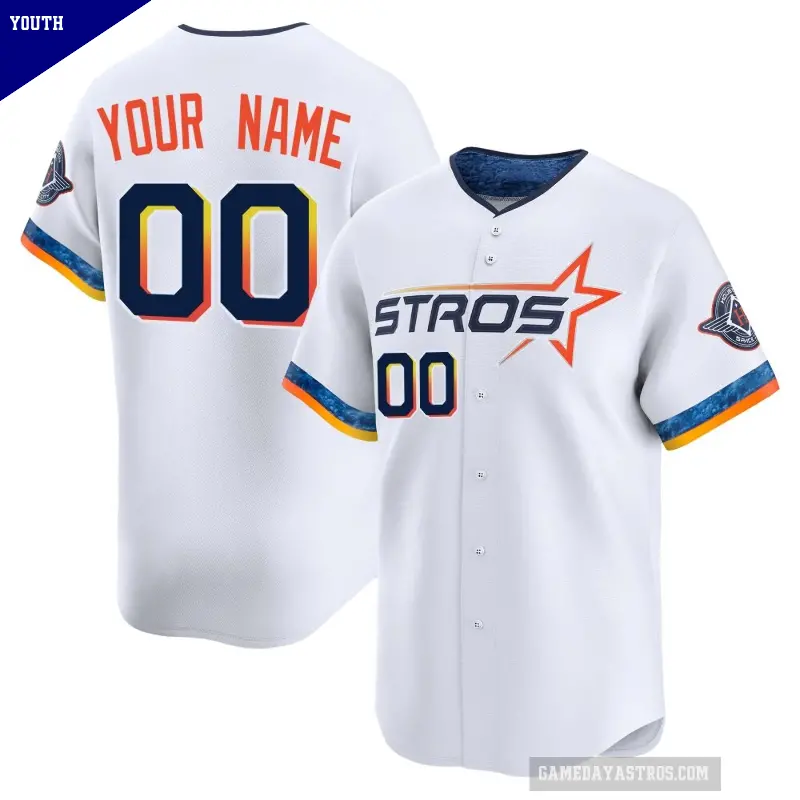 Youth No.00 Custom Houston Astros White Limited 2025 City Connect Jersey