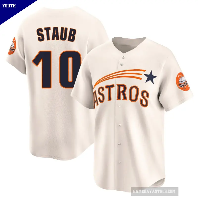 Youth No.10 Rusty Staub Houston Astros Cream Limited Throwback Cooperstown Collection Jersey